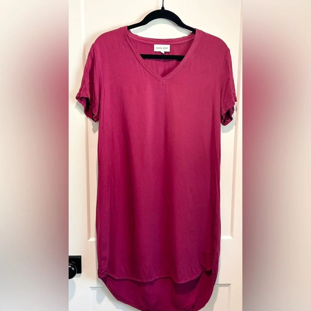 Bella Dahl Magenta High Low Dress Small Soft Rayon Tunic Dress Resort Vacation